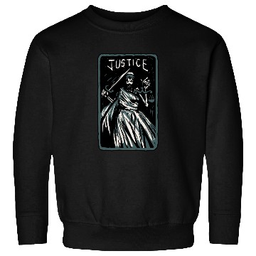 Discover Justice Skeleton Skull Tarot Card Sweatshirts