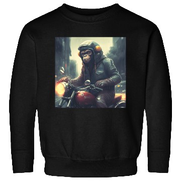 Discover monkey on motorcycle with cool leather jacket Sweatshirts