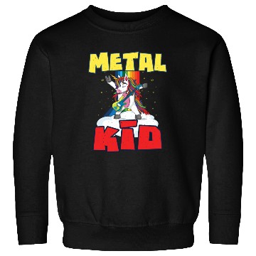 Discover Rock Sign Guitar Unicorn Rainbow Metal Kid Music Sweatshirts