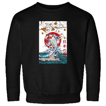 Discover Great Wave off Kanagawa Japanese Blossom Koi Fish Sweatshirts