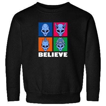 Discover Funny Believe alien square Vintage 70s Alien Lover Sweatshirts