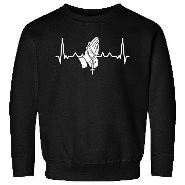 Discover Rosary Heartbeat Prayer Hands Catholic Sweatshirts