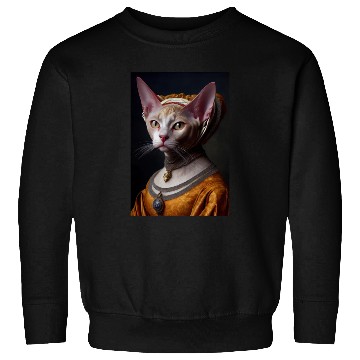 Discover Gold Queen Devon Rex Cat Breed Portrait Royal Rena Sweatshirts