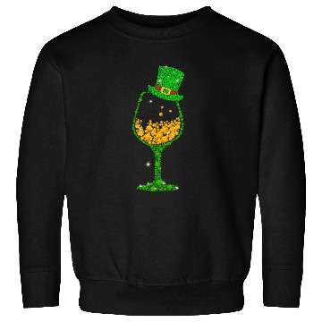 Discover St Patricks Lucky Shamrock Wine Glass Sweatshirts