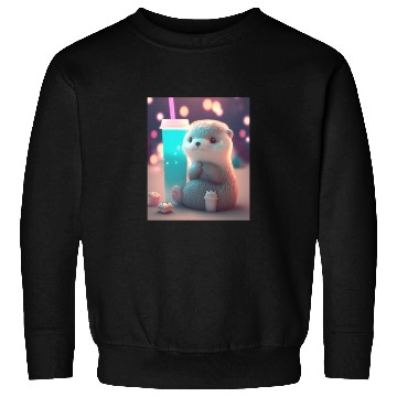 Discover Kawaii Otter Pet Otter Drinking Boba Tea Sweatshirts