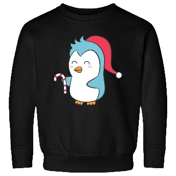 Discover Cute Penguin with Christmas Hat and Candy Cane Sweatshirts