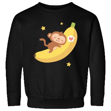 Discover Cute Monkey Hugging Banana Moon Sweatshirts