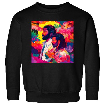Discover Two men standing in colorful psychedelic nature Sweatshirts
