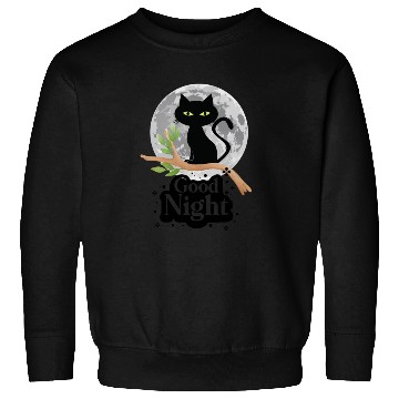 Discover Black Cat Moon Good Night Sweatshirts