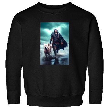 Discover Viking Warrior and Wolf Ultra Realistic Poster Sweatshirts