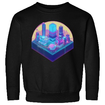 Discover Small City Block - Isometric Style - Retro Sunset Sweatshirts