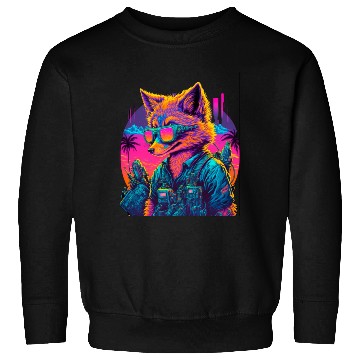 Discover Retro Futuristic Synthwave Fox Sweatshirts