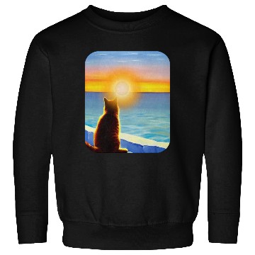 Discover Cat watching sunset Classic Sweatshirts