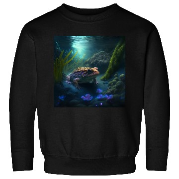 Discover A toad in a creek the toad has blue glowing eyes Sweatshirts
