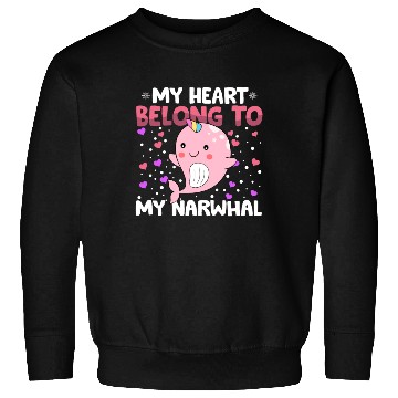 Discover Valentines Day My Heart Belong to My Narwhal Boys Sweatshirts