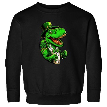 Discover St Patricks Day T-rex Dinosaur With Top Hat Sweatshirts