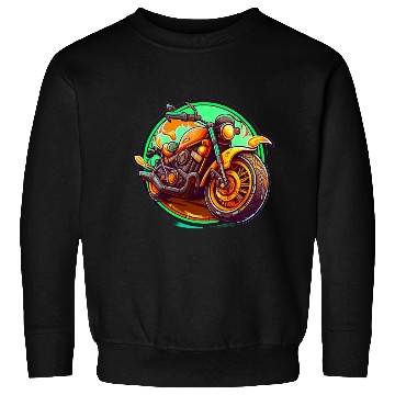 Discover Orange Motorcycle on Green Background Sweatshirts