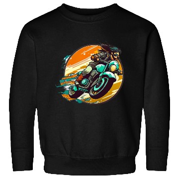 Discover Man Riding Green Motorcycle Sweatshirts