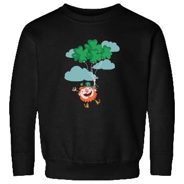 Discover Lerechaun Hanging On Clover Balloons - St Patricks Sweatshirts