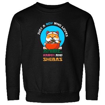 Discover Just a boy who loves anime, ramen and shibas Sweatshirts