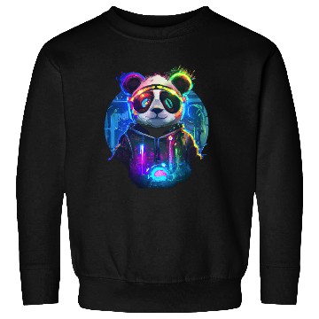 Discover Futuristic Frenzy: Neon Panda Pop Art | light Sweatshirts