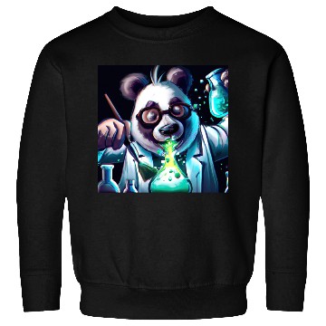 Discover Colorful chaos: a panda scientist's lab Sweatshirts