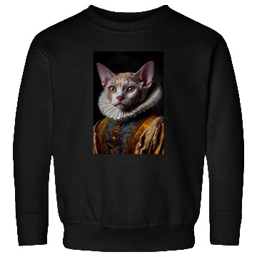Discover Black Queen Devon Rex Cat Breed Portrait Royal Ren Sweatshirts