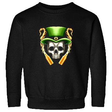 Discover Skull With Leprechauns Hat And Beer Party St Sweatshirts