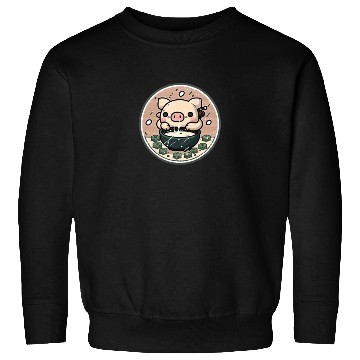 Discover Cute Pig Devours Ramen Sweatshirts