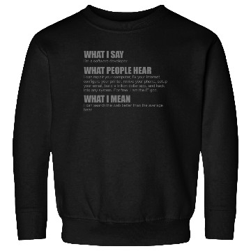 Discover What I say I m a software developer what people he Sweatshirts