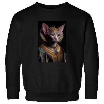 Discover Black King Devon Rex Cat Breed Portrait Royal Rena Sweatshirts