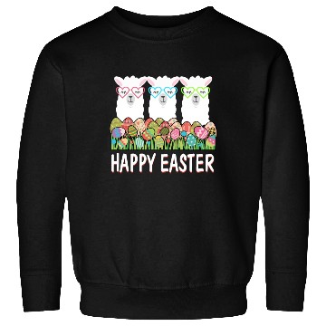 Discover Happy Easter Eggs Easter Llama Alpaca Bunny Sweatshirts