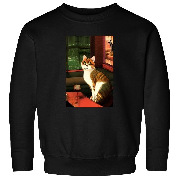 Discover Cat in pub with wine glass cartoon poster Sweatshirts