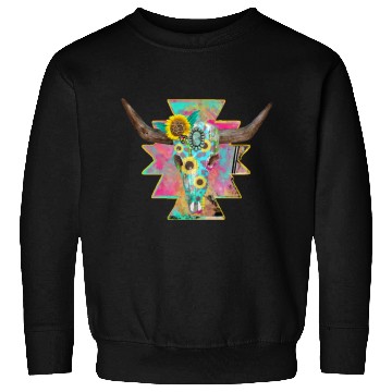 Discover Colorful Floral Bull Skull Sweatshirts