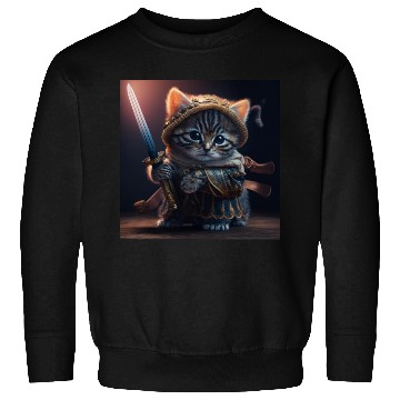 Discover Cat as a warrior holding a sword Sweatshirts