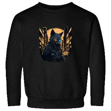 Discover Cyberpunk cat in the city Sweatshirts