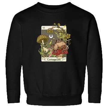 Discover Swamp Mushroom Frog Cottagecore Tarot Card Aesthet Sweatshirts