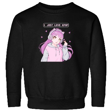 Discover I Just Love Kpop Cute Anime Girl Finger Heart Sara Sweatshirts