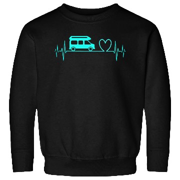 Discover Camper Van camping Ecg heartbeat heart turquoise Sweatshirts