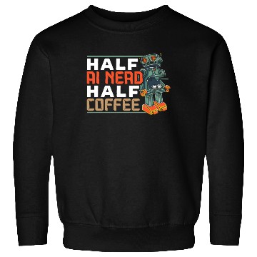 Discover Half AI Nerd Half Coffee Artificial Intelligence Sweatshirts