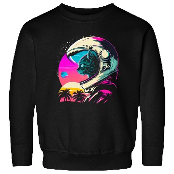 Discover Aesthetic Vaporwave Space Cat 80s 90s Astronaut Sweatshirts
