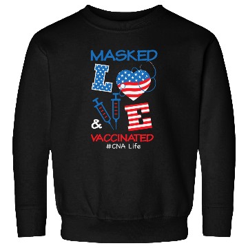 Discover Masked LOVE Vaccinated USA Flag 4th of July Gifts Sweatshirts
