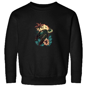 Discover Turtle Hawaiian Sea Turtles Hibiscus Flower Sweatshirts