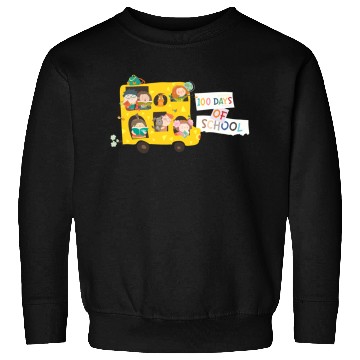 Discover 100 days of school children in the school bus Sweatshirts