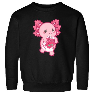 Discover Kawaii Axolotl Strawberry Milk Teen Girl Kids Japa Sweatshirts