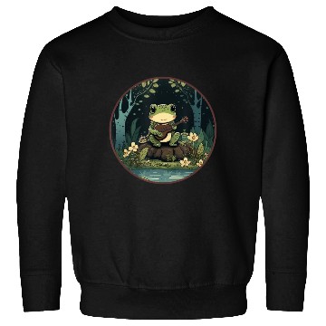 Discover Kawaii Frog Guitar Cottagecore Aesthetic Sweatshirts