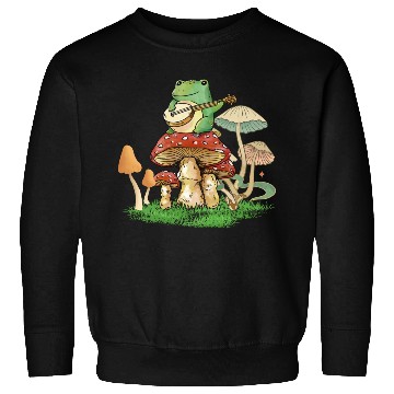Discover Frog Playing Instrument On Mushroom Sweatshirts