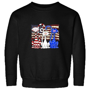 Discover 3 Cats Kitten American Flag Cat Lover Sweatshirts