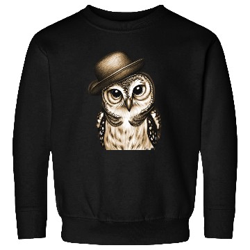 Discover owl wearing derby hat - brown color Sweatshirts