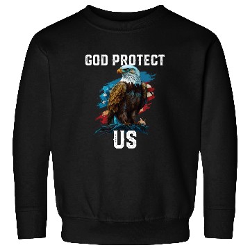 Discover God Protect US American Bald Eagle Christian 4th Sweatshirts